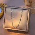 Elegant silver-tone titanium steel necklace featuring tiny bead accents on a slim cross chain - Round Tube Cross Chain / 1 Piece/Pack (40+5cm) / Steel