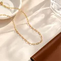 Elegant gold-plated titanium steel paperclip link chain necklace, minimalist style - Cross Embossed Chain / Single Pack (40+5cm) / Gold