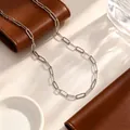Minimalist silver stainless steel paperclip chain necklace for women, classic links - Cross Chain (4*12) / Single Pack (40+5cm) / Steel