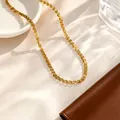 Elegant 18K gold plated lip chain necklace in titanium steel minimalist daily jewelry - Phoenix Tail Heart Chain / 1 Piece (40+5cm) / Gold