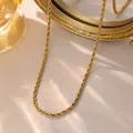 Elegant gold-tone titanium steel rope chain necklace with polished twisted finish - 3mm-Twist Chain / 1 Piece (40+5cm) / Gold