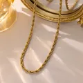 Elegant 18k gold plated titanium steel rope chain necklace with a polished finish. - 4mm-Twist Chain / 1 Piece (40+5cm) / Gold