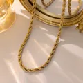 Elegant gold-toned titanium steel rope chain necklace with a classic twisted design - 5mm-Twist Chain / 1 Piece (40+5cm) / Gold