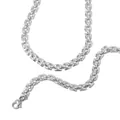 Premium silver-toned stainless steel lip chain necklace featuring a high-polish finish - Watch Strap Pattern Chain / 40+5cm / Steel