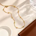 Elegant gold-finished titanium steel beaded chain necklace in a minimalist style - Oval Bead Snake Chain / 40+5cm / Gold