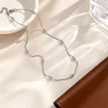 Elegant minimalist silver titanium steel bead chain necklace for women daily accessory - Oval Bead Snake Chain / 40+5cm / Steel