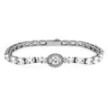 Elegantes Tennisarmband aus Edelstahl mit ovalem Zirkonia-Heiligenschein - Ovaler Hauptstein-Stil (B0096S) / 18cm / Stahlfarben