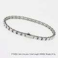 Luxuriöses Tennisarmband aus 316 Edelstahl mit rechteckigen 3x5mm Zirkonia Steinen - Rechteckiger Diamant-Stil (B0084S) / 4mm*20cm / Stahlfarben