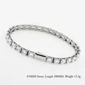 Elegantes Tennisarmband aus 316L Edelstahl mit 4x6mm Zirkonia Steinen, 200mm Gesamtlänge - Rechteckiger Diamant-Stil (B0085S) / 5mm*20cm / Stahlfarben