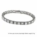 316L Edelstahl Tennisarmband mit 5x7mm Zirkonia im Smaragdschliff - Rechteckiger Diamant-Stil (B0086S) / 6mm*20cm / Stahlfarben