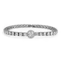 Silbernes Tennisarmband aus 316L-Edelstahl mit runden glänzenden Zirkoniasteinen - Runder Hauptstein-Stil (B0097S) / 18cm / Stahlfarben