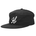 Cappello militare nero a testa piatta con ricamo della lettera H bianca in corsivo - Regolabile / Ricamo lettera H / Nero