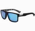 Men's matte black polarized sports sunglasses with striking blue mirrored lenses - Black Frame Blue Mirrored (K2-732)