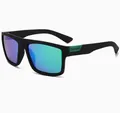 Men's black square polarized sunglasses with green mirrored lenses - Black Frame Green Mirrored (K2-732)