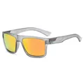 Men's polarized sports sunglasses with grey frame and orange mirrored lenses - Transparent Gray Frame Red Mirrored (K2-732)