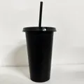 22oz reusable black glitter plastic cup with lid and straw - 10 Pieces Pack / Glitter Black