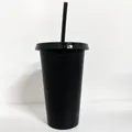 650 ml herbruikbare zwarte glitter plastic beker met rietje - 10 Stuks Verpakking / Glitter Zwart