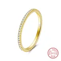 Detailed view of a gold-plated S925 sterling silver ring with cubic zirconia - Size 5 / S925 Silver Plated 14K Gold