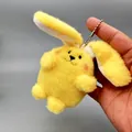 Cute yellow plush lop-eared rabbit keychain charm for bags and backpacks accessory - Ball Chain / Yellow