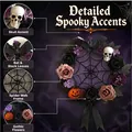 Couronne d'Halloween gothique avec toile d'araignée, crâne et roses noires. - Toile d'Araignée Sombre / Style Squelette & Toile d'araignée