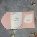 Élégant ensemble d'invitation de mariage rose découpé au laser avec motif de cerisier - Rose Perlé
