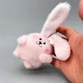 Cute pink plush bunny keychain charm for bags with adorable floppy ears detail - Ball Chain / Pink