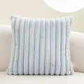 Elegant soft light grey plush pillowcase with vertical striped quilted texture for sofa - 45x45cm / Blue Wide Stripe