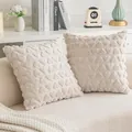 Cream plush throw pillow cover featuring elegant 3D quilted heart patterns for sofa decor - Heart / 45x45cm / Khaki