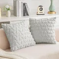 Soft grey plush heart quilted throw pillowcase for cozy sofa and living room decor - Heart / 45x45cm / Gray