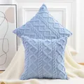 Elegant light blue plush pillow cover featuring decorative cable knit embroidered texture - 45x45cm / Blue Patterned