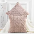 Plush quilted throw pillow cover with geometric pattern in soft pink - 45x45cm / Light Pink Texture