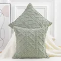 Sage green plush quilted throw pillow covers with elegant cable-knit embroidery pattern - 45x45cm / Olive Green Texture