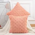 Soft peach plush quilted throw pillow cover featuring a geometric embroidered pattern - 45x45cm / Orange-red Texture