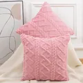 Luxury soft pink quilted plush pillow covers with elegant geometric embroidery pattern - 45x45cm / Pink Textured