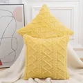Elegant yellow plush quilted pillowcase featuring a stylish geometric embroidery design - 45x45cm / Yellow Amber Texture