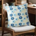Soft plush square pillowcase featuring blue floral embroidered patterns for home decor - 45x45cm / Blue Flower