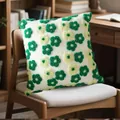 Green tufted floral plush pillow cover for sofa decor - 45x45cm / Green Flower