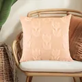 Soft peach plush pillowcase featuring elegant tulip embroidery and quilted texture - 45x45cm / Yellow Tulip