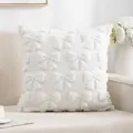 Luxurious soft white plush throw pillowcase featuring 3D embroidered bow pattern for sofa decor - 45x45cm / New White Bowknot