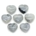 Set aus sieben herzförmigen Natursteinen in Grau mit polierter Oberfläche, 20mm für DIY - 20mm (1 Stück/Packung) / Labradorit
