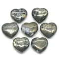 Sieben 20mm herzförmige natürliche Pyritsteine für DIY-Handwerk und Dekoration - 20mm (1 Stück/Packung) / Pyrit
