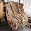 Eleganter Bohème-Schal mit Paisley-Muster und langen Fransen für Damen im Winter - 200x68cm / Paisley-Grün Orange