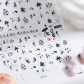Ink wash floral 3D embossed nail art stickers with Chinese calligraphy motifs - kx278 Chinese Ink Flower