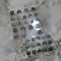 5D embossed floral nail art stickers featuring gold foil and elegant calligraphy details - MN237 Gold Relief Flower