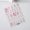 Pink watercolor floral 3D relief nail art stickers featuring elegant rose patterns - TS-144 Pink Watercolor Flower