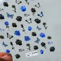 3D embossed nail stickers featuring blue roses and butterflies, high-quality SKU TS-1322 - TS-1322 Blue Enchantress Rose