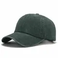 Vintage washed dark green baseball cap featuring unique four-line brim stitching detail - L (58-60cm) / Washed 4-Stitch Brim / Vintage Washed Dark Green