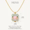 Elegant square light blue MOM heart pendant necklace in gold-plated copper with dimensions - MOM Blue Locket Necklace