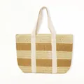 Handmade striped straw tote bag for women with large capacity beach holiday style - 43cmx15cmx31cm / Off White