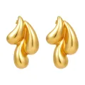 Orecchini a cerchio spessi in acciaio inossidabile placcato oro 18k a forma di goccia. - Tripla Goccia Oro